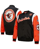 Mitchell & Ness Men's Black/Orange Baltimore Orioles Cooperstown Collection Team Origins Satin Full-Snap Jacket