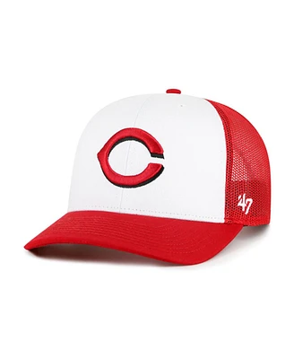 '47 Brand Men's White/Red Cincinnati Reds Freshman Trucker Adjustable Hat