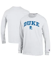 Champion Men's White Duke Blue Devils Arch Over Logo Long Sleeve T-Shirt