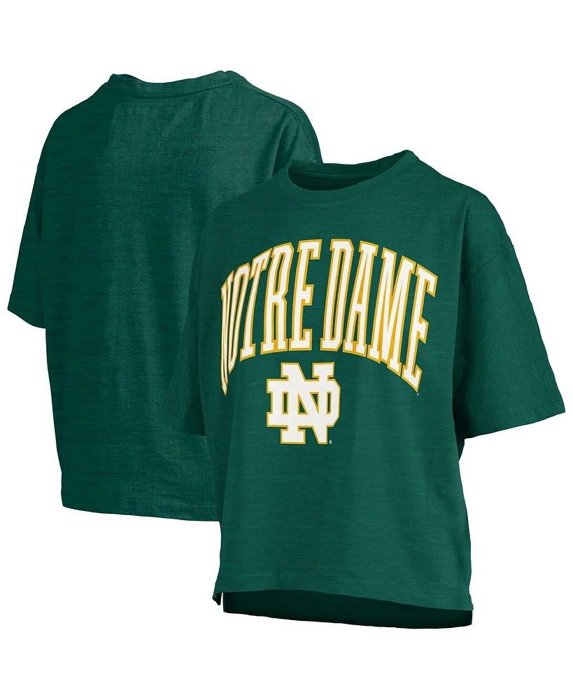 Pressbox Women's Notre Dame Fighting Irish Nelson Arch Over Logo Waist Length Oversized Slub T-Shirt
