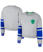 Stadium Essentials Women's Heather Gray Seattle Sounders Fc Scrimmage Cropped Pullover Sweatshirt