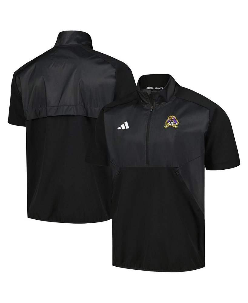 Adidas Men's Black Ecu Pirates Sideline Aeroready Raglan Short Sleeve Quarter-Zip Jacket