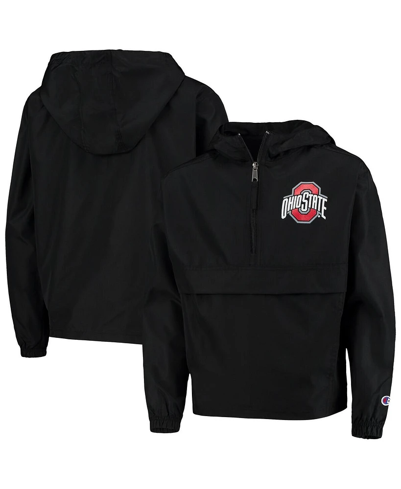 Champion Big Boys and Girls Black Ohio State Buckeyes Pack Go Quarter-Zip Windbreaker Jacket