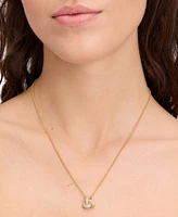 kate spade new york Gold-Tone Pave Double Knot Pendant Necklace, 16" + 3" extender