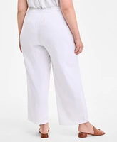 Style & Co Plus Cotton Gauze Drawstring Mid-Rise Wide-Leg Pants, Exclusively at Macy's