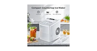 Zafro Compact Countertop Ice Maker, Self-Cleaning, 26 lbs/24 hours, 9 ice cubes in 6 minutes, Portable for Home, Office, Bar, Party, Comes with 2 Size
