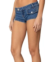 Edikted Women's Bryan Denim Micro Shorts
