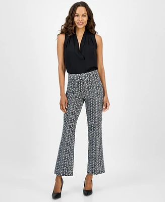 Ak Anne Klein Petite Printed Cool Crepe Pants