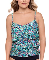 Swim Solutions Women's Printed Ruffle-Tiered Tankini Top