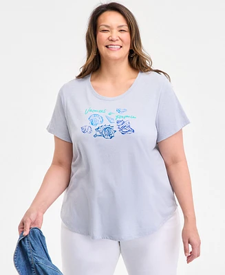 Style & Co Plus Printed Crewneck Graphic T-Shirt