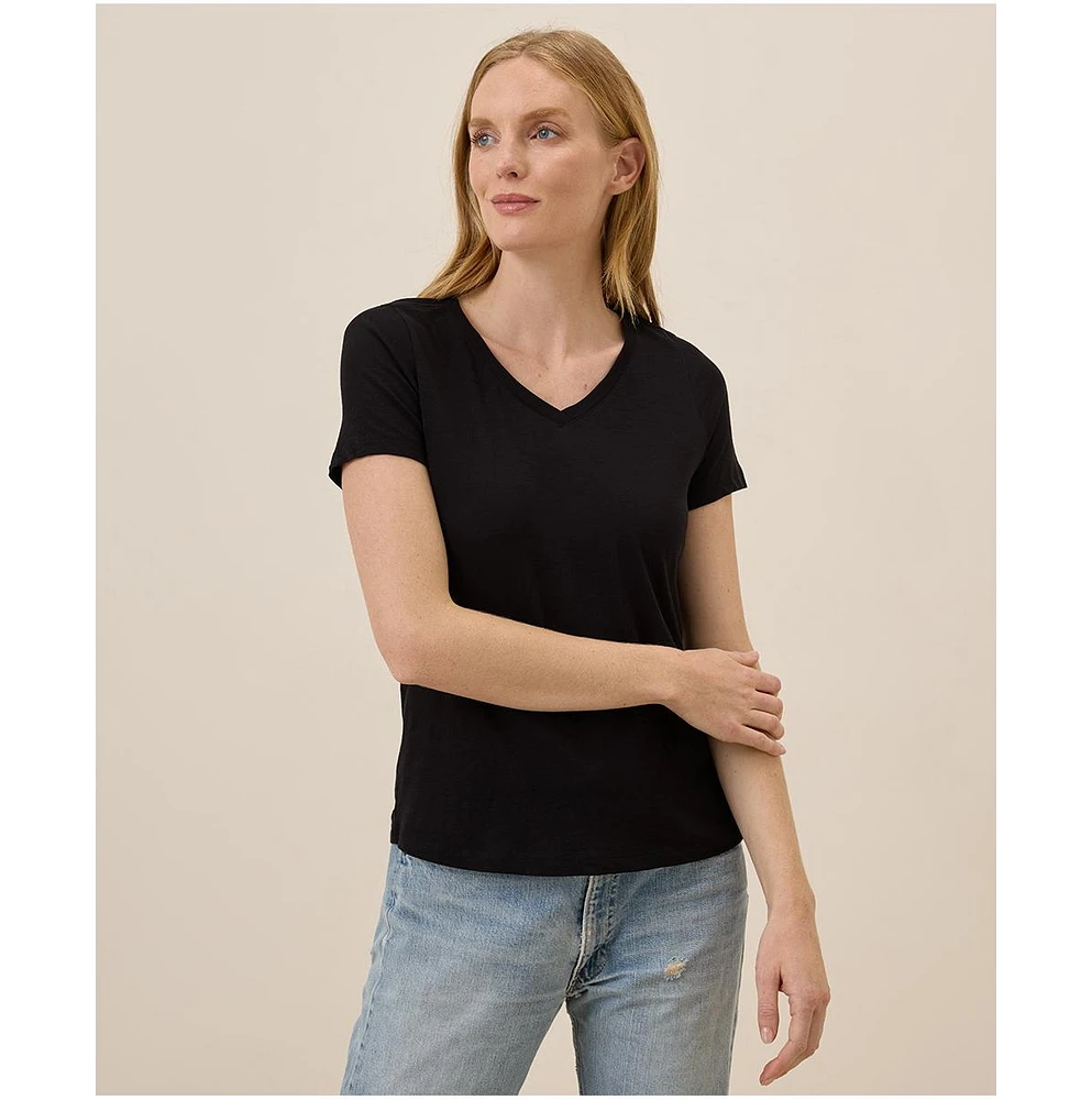Pact Women's Organic Cotton Featherweight Slub V-Neck Tee