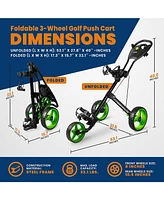 Jovial Foldable 3-Wheel Junior Golf Pull Cart with Scorecard Holder