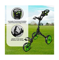 Jovial Foldable 3-Wheel Golf Push Cart with Scorecard Holder