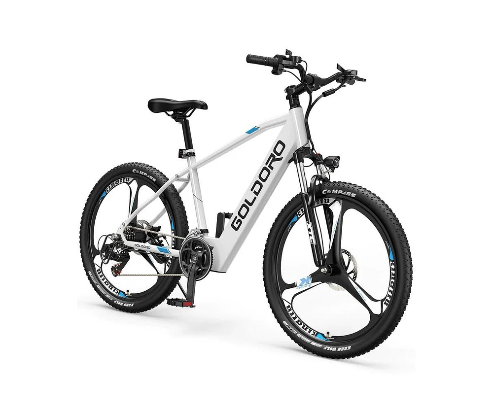 Goldoro Electric Bike 26" X7 Aluminum Alloy Mountain Bike, 350W/36V, Max 17.4 Mph, 21 speed with Alloy Wheels