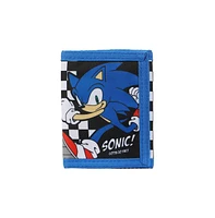 Sonic The Hedgehog Character & Checkered Patterns 2-Piece Curved Snapback Hat & Bi-Fold Wallet Set