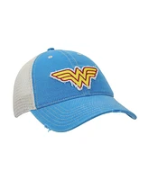 Wonder Woman Logo Women s Blue Washed Distressed Cut Fabric Unstructured Baseball Cap