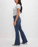 Good American Petite Mid-Rise Flare-Leg Jeans