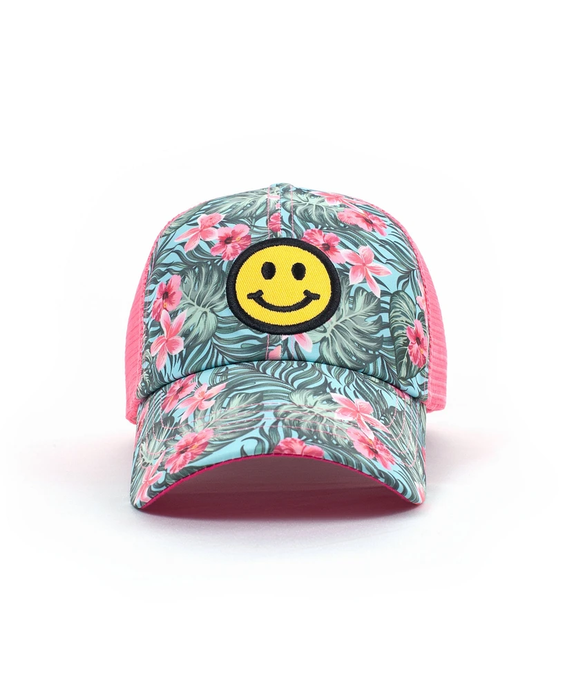 Shady Lady Women's Adjustable Snap Back Smiley Face Trucker Hat