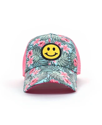 Shady Lady Women's Adjustable Snap Back Smiley Face Trucker Hat