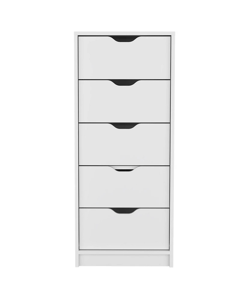 Space-Saving 5-Drawer Tall Dresser in Manufactured Wood
