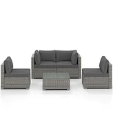 Gymax 10PCS Sectional Sofa Couch Pe Rattan Conversation Set