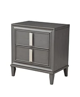 Two-Drawer Contemporary Wood Nightstand for Bedroom Storage