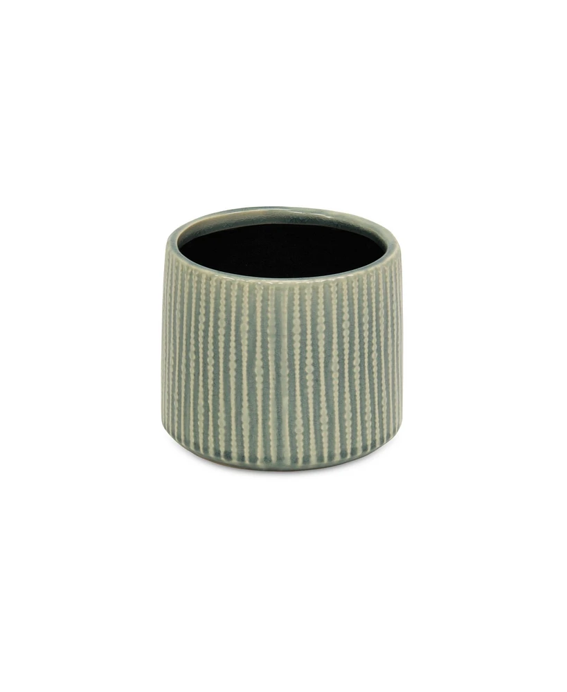 Striped Ceramic Round Planter – Versatile Pot for Indoor & Outdoor Spaces