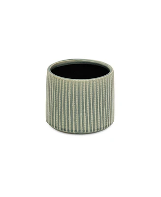 Striped Ceramic Round Planter – Versatile Pot for Indoor & Outdoor Spaces
