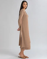 Pietro Brunelli Milano Women's Form-Fitting & Side Slits Maxi Tulip Cardigan