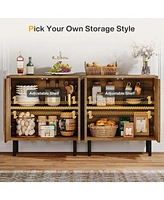 Tribesigns Set of 2 Sideboard Buffet with Storage, 59" Buffet Sideboard Cabinet with Adjustable Shelves, Accent Storage Cabinet for Living Room