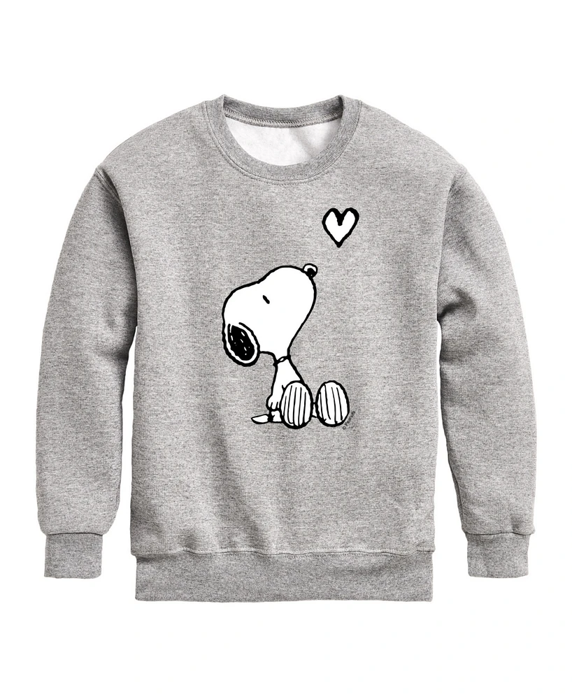 Hybrid Big Boys Peanuts Snoopy Heart Graphic Sweatshirt