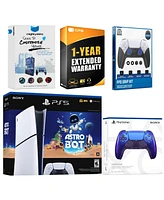Sony PlayStation 5 Slim Digital Astro Bot Bundle with Extra Chroma Teal Controller, Fps Grip Kit, MightySkins Code and 1 Year Extended Warranty