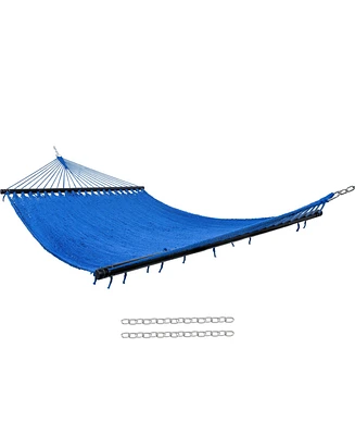 Soft-Spun Polyester Rope Double Hammock for Outside - 600-Pound Weight Capacity Extra Large Blue