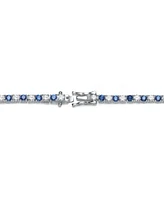 Sterling Silver White Gold Plated with Colored Cubic Zirconia Tennis Bracelet