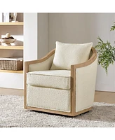 Zacharie Farmhouse Rattan Solid Wood Armchair