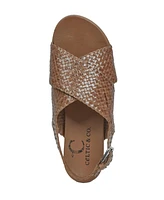 Leather Woven Crossover Flat Sandals