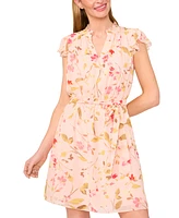 CeCe Women's Scallop Flutter-Sleeve Tie-Waist Mini Dress
