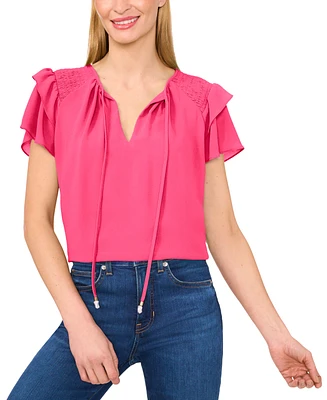 CeCe Women's Tie-Neck Tiered-Ruffle-Sleeve Blouse