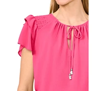 CeCe Women's Tie-Neck Tiered-Ruffle-Sleeve Blouse