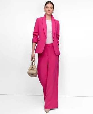 Dkny Womens Ruched Sleeve Aero Crepe Blazer High Rise Pants