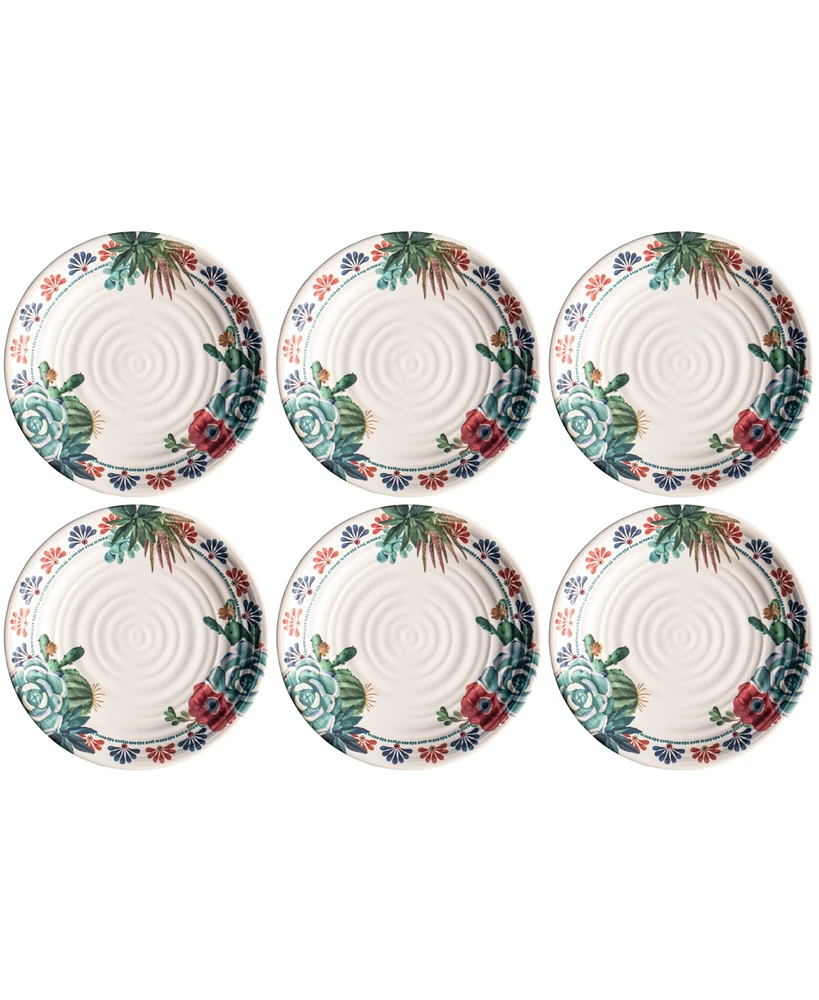 TarHong Desert Succulent 6-Pc. Dinner Plates, Service For 6