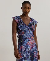 Lauren Ralph Women's Print Ruffle-Trim Georgette Midi Dress