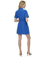 Dkny Women's Stand-Collar Cuffed-Sleeve Shirtdress