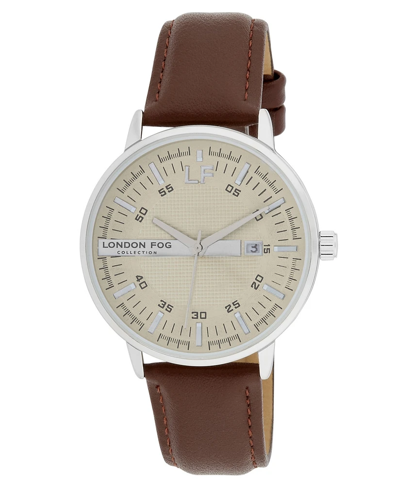 London Fog Unisex Millennium Brown Leather Watch, 40mm