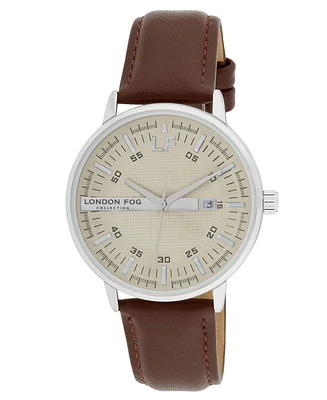 London Fog Unisex Millennium Brown Leather Watch, 40mm