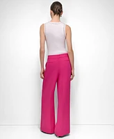 Dkny Petite Aero Crepe Mid Rise Wide Leg Pants