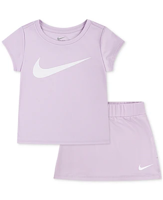 Nike Little Girls 2-Pc. Dri-fit Logo Tee & Scooter Set