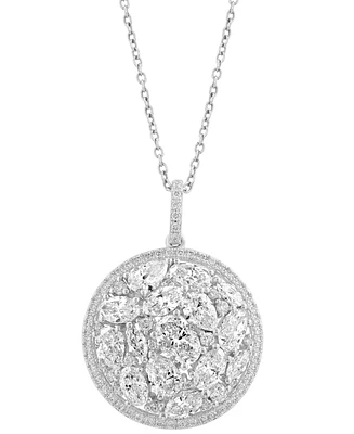 Effy Lab Grown Diamond Mixed Cut Cluster Pendant Necklace (3-1/4 ct. t.w.) in 14k White Gold, 17" + 1" extender