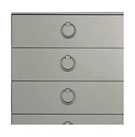 Solid Wood Five-Drawer Chest with Mirrored Accents for Bedroom Storage