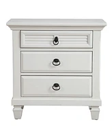 Spacious Plantation Nightstand with Three Drawers for Bedside Essentials